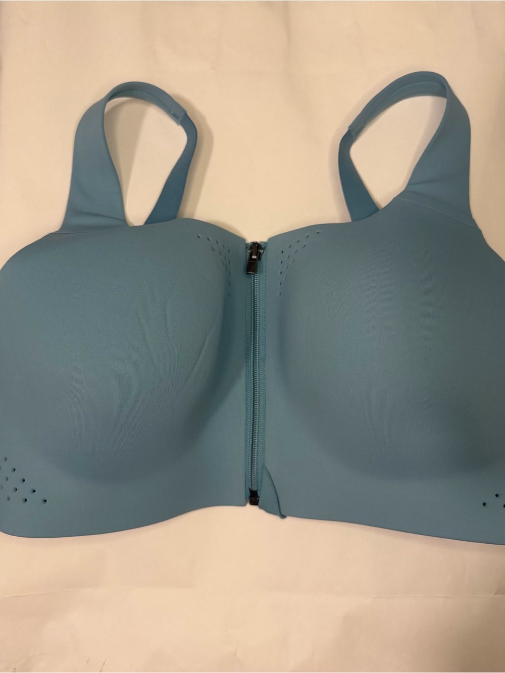 Victoria’s Secret Front Zip Sports Bra 36D Blue Strappy Back NWT